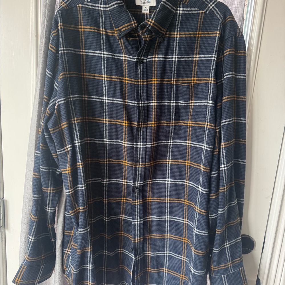 Croft & Barrow Navy and Orange Plaid Shirt XL